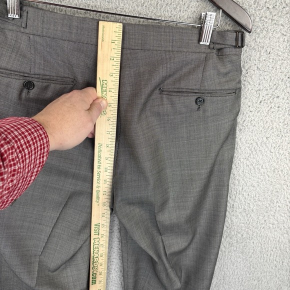 Ralph Lauren Black Label Dress Pants Size 35 Gray Birdseye Adjustable Waist Flat - Picture 6 of 11